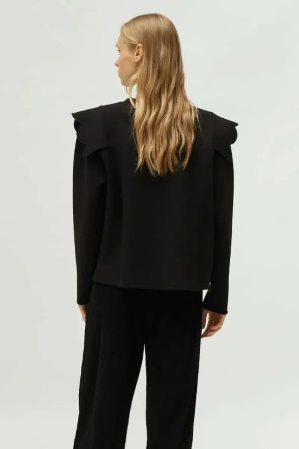 Sudadera detalle ondas negra-COMPAÑIAFANTASTICA Fashion