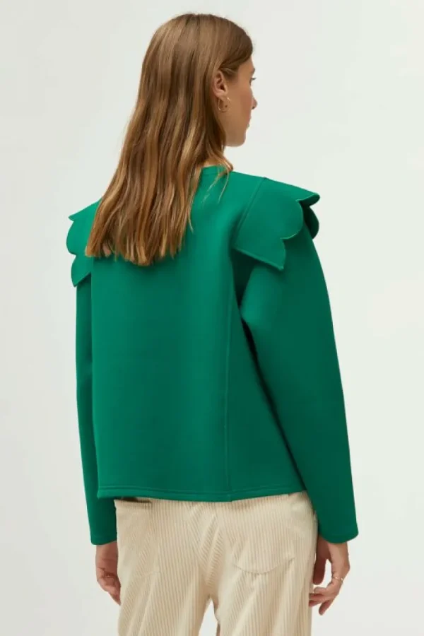 Sudadera detalle ondas verde-COMPAÑIAFANTASTICA Discount