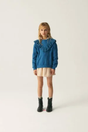 Sudadera unisex de felpa con volante azul-MINI Cheap