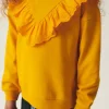 Sudadera unisex de felpa con volante amarilla-MINI Online
