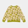 Sudadera unisex de felpa con estampado floral verde-MINI Online