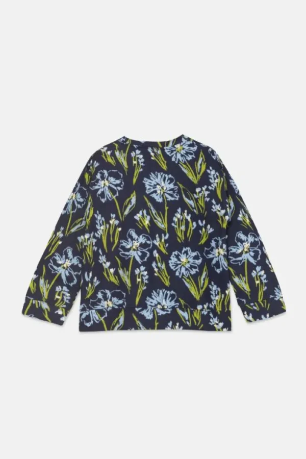 Sudadera unisex de felpa con estampado floral azul-MINI Best