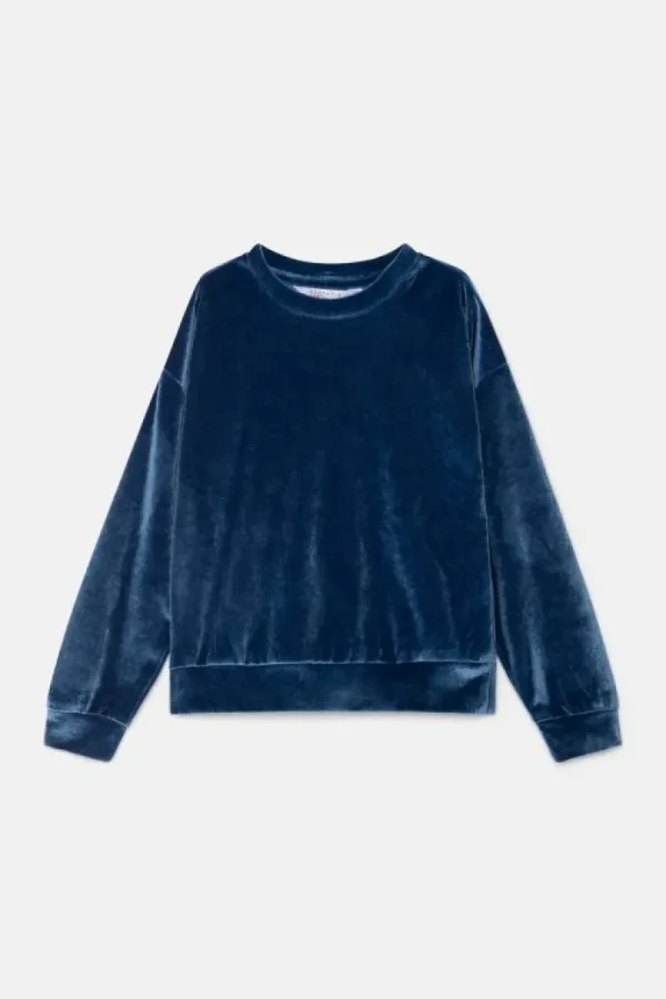 Sudadera unisex en terciopelo azul-MINI Best Sale