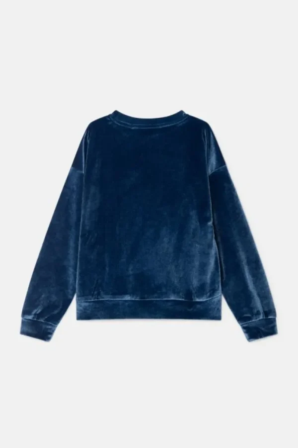 Sudadera unisex en terciopelo azul-MINI Best Sale
