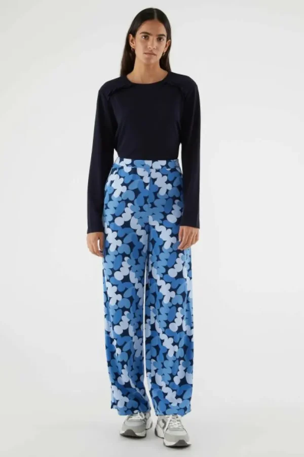 Top básico de manga larga con volantes azul-COMPAÑIAFANTASTICA Flash Sale