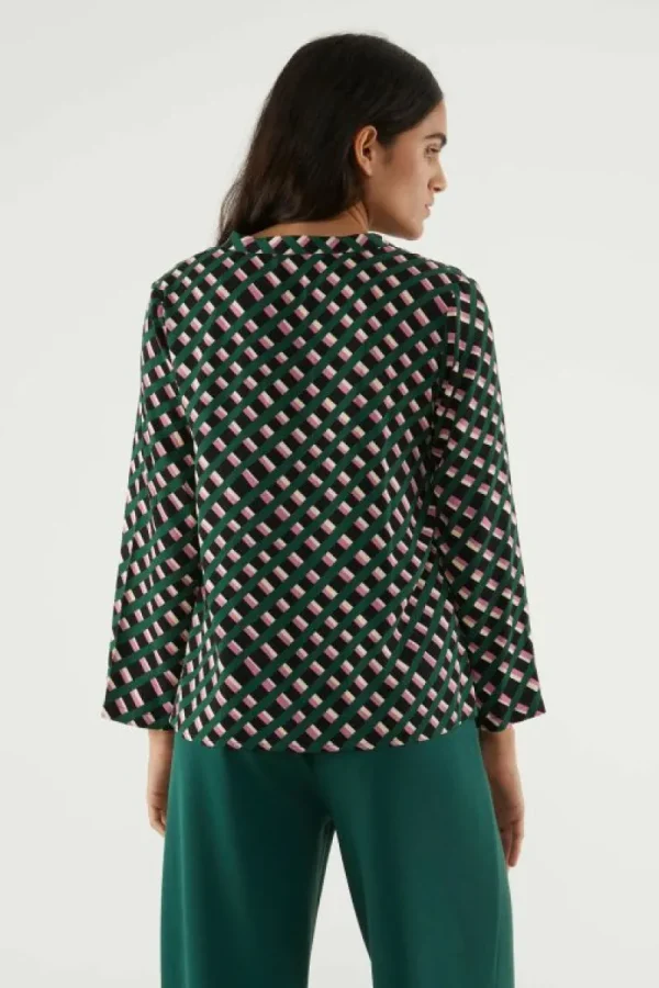 Top camisero con escote pico y estampado geométrico-COMPAÑIAFANTASTICA Cheap