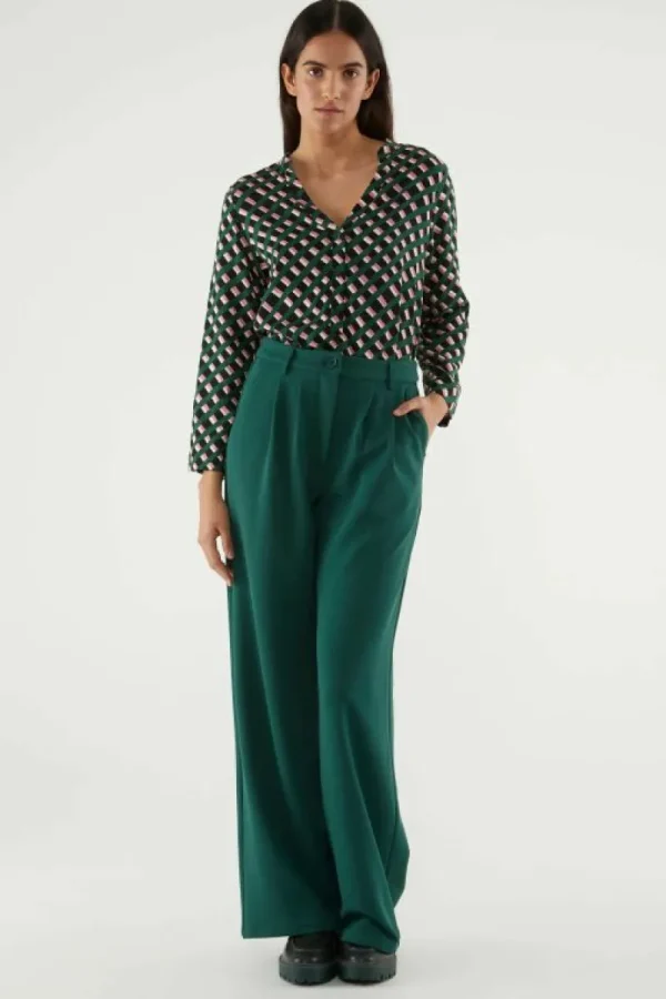 Top camisero con escote pico y estampado geométrico-COMPAÑIAFANTASTICA Cheap