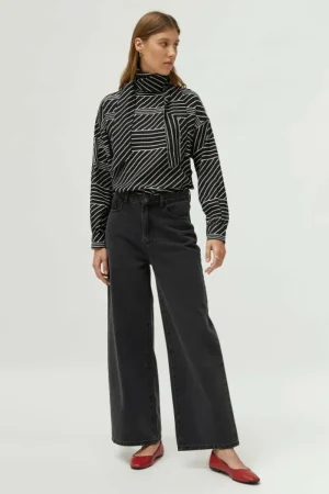 top_con_foulard_estampado_0.webp Top con foulard estampado de rayas negro-COMPAÑIAFANTASTICA Flash Sale