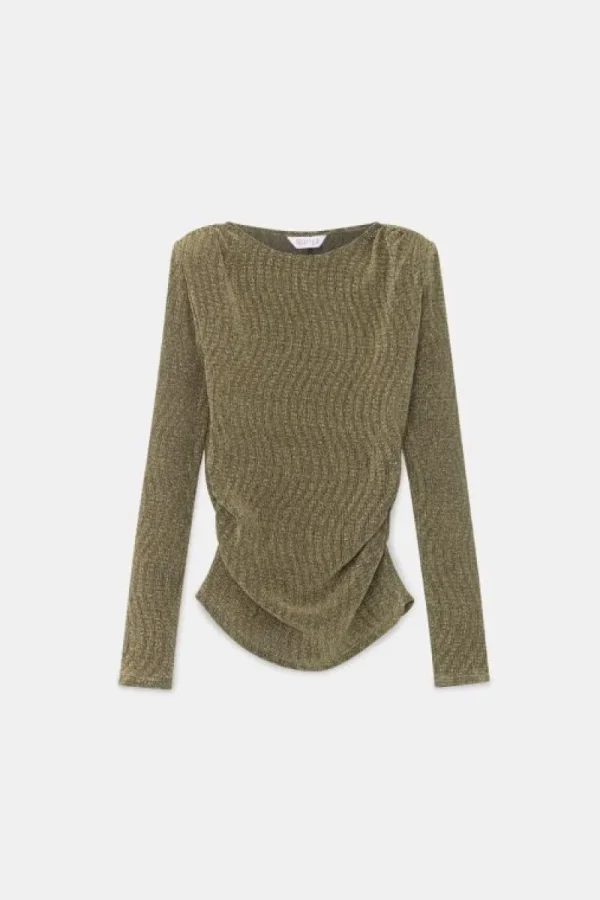 Top de manga larga brillante dorado-COMPAÑIAFANTASTICA Cheap