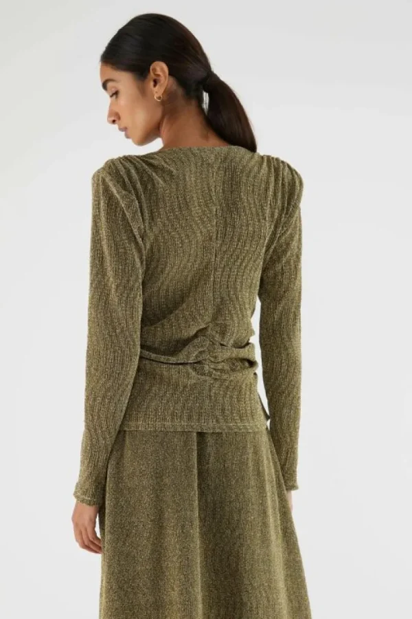 Top de manga larga brillante dorado-COMPAÑIAFANTASTICA Cheap