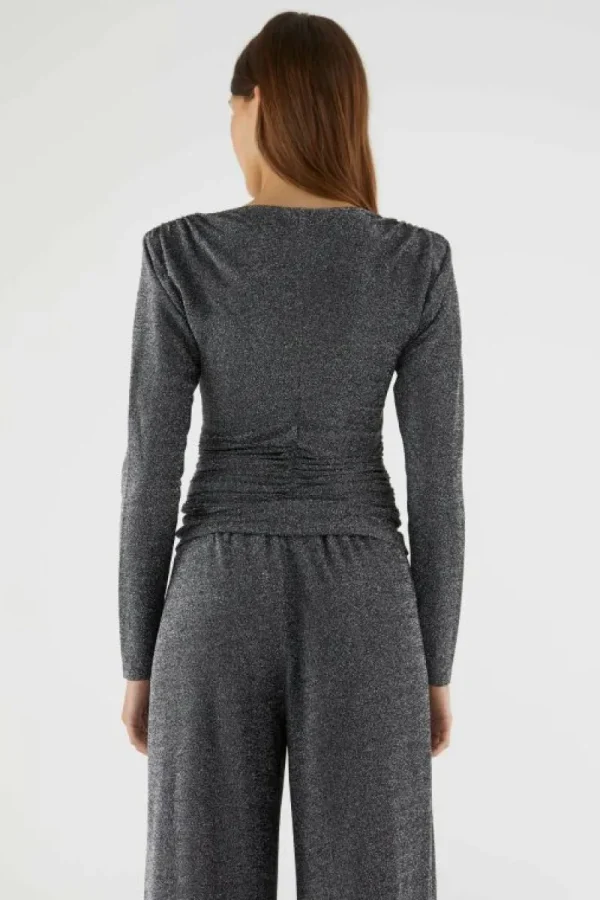 Top de manga larga brillante plateado-COMPAÑIAFANTASTICA Online