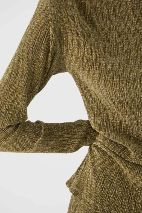 Top de manga larga brillante dorado-COMPAÑIAFANTASTICA Cheap