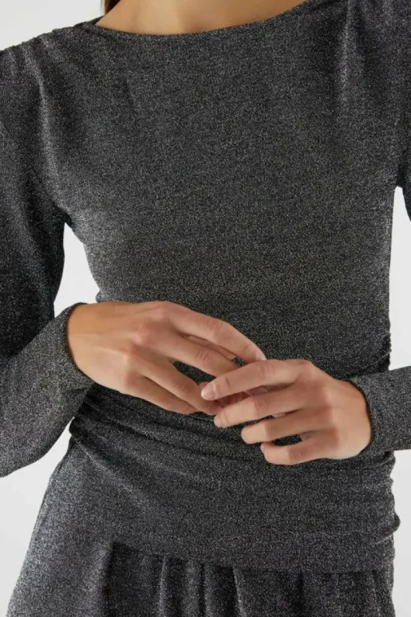 Top de manga larga brillante plateado-COMPAÑIAFANTASTICA Online