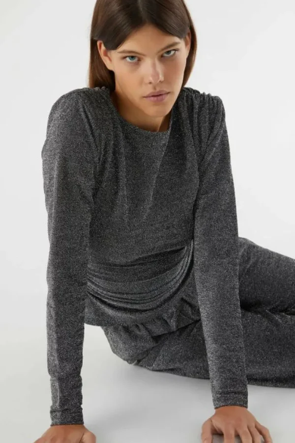 Top de manga larga brillante plateado-COMPAÑIAFANTASTICA Online