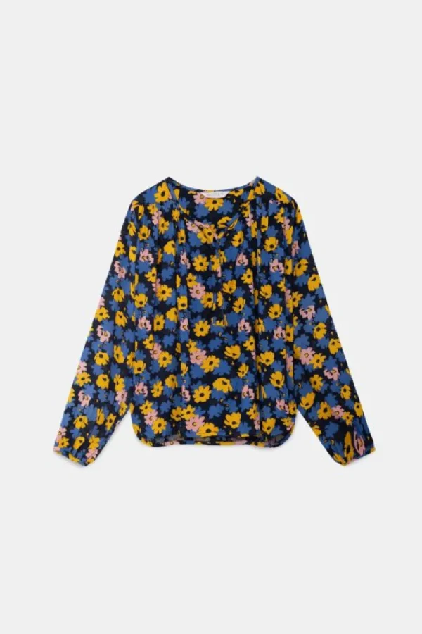 Top de manga larga con estampado floral-COMPAÑIAFANTASTICA Hot