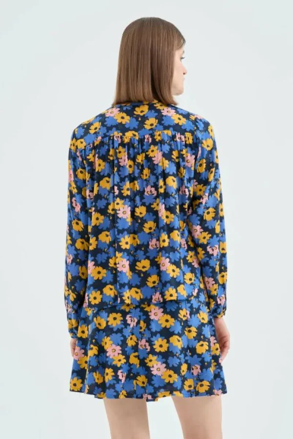 Top de manga larga con estampado floral-COMPAÑIAFANTASTICA Hot