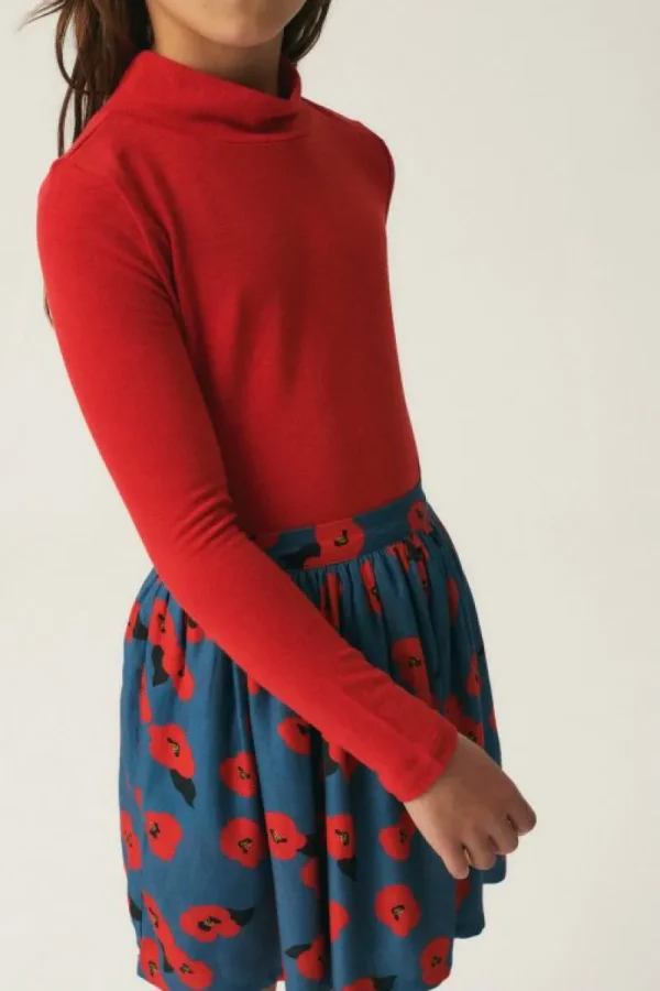 Top de niña con cuello alto rojo-MINI Fashion