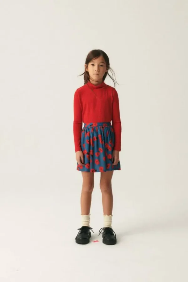 Top de niña con cuello alto rojo-MINI Fashion