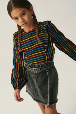 Top de niña con estampado de rayas multicolor-MINI Fashion