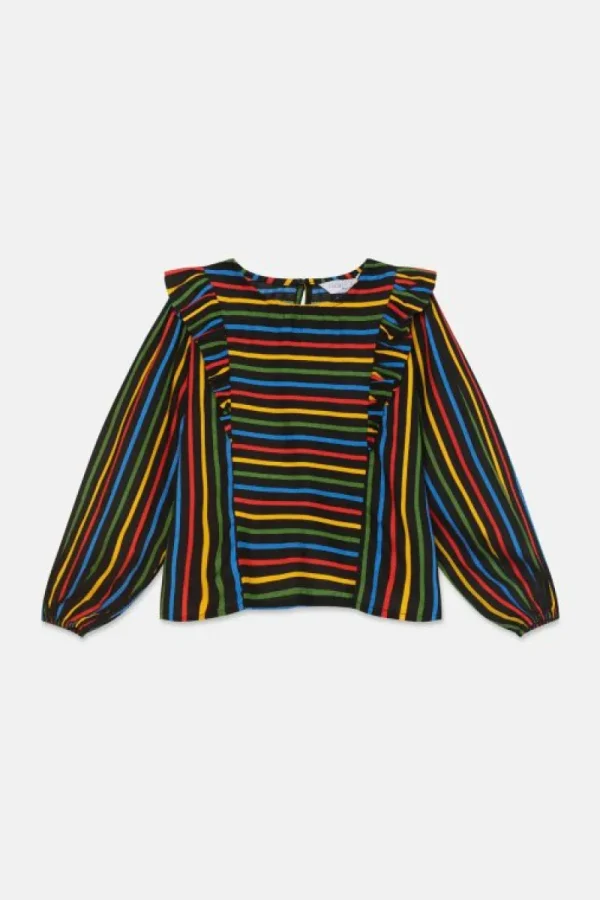 Top de niña con estampado de rayas multicolor-MINI Fashion