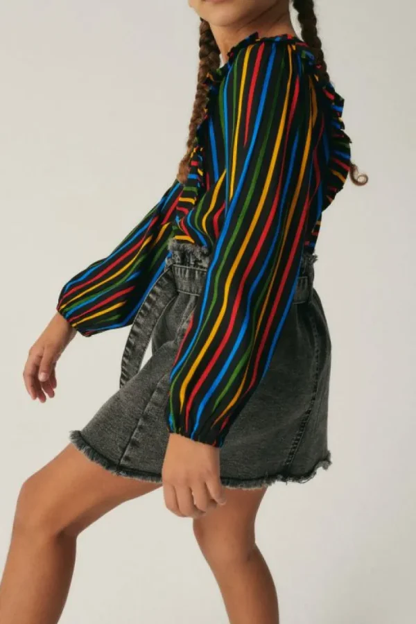 Top de niña con estampado de rayas multicolor-MINI Fashion