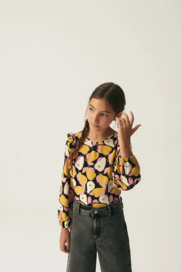 Top de niña con volantes y estampado de peras-MINI Clearance