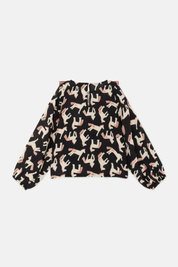 Top de niña con volantes y estampado de caballos-MINI Best Sale