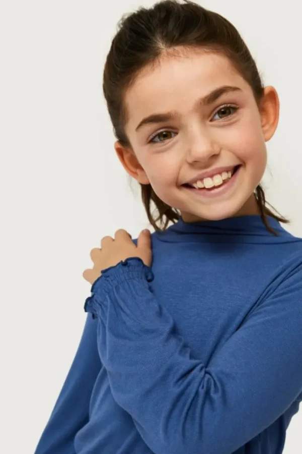 Top de niña cuello alto azul-MINI Shop