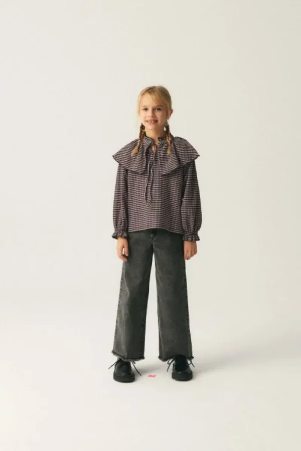 Top de niña elástico con estampado de cuadros-MINI Cheap