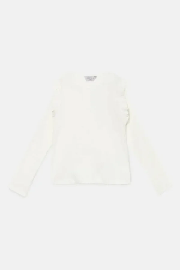 Top de niña en punto canalé blanco-MINI Best