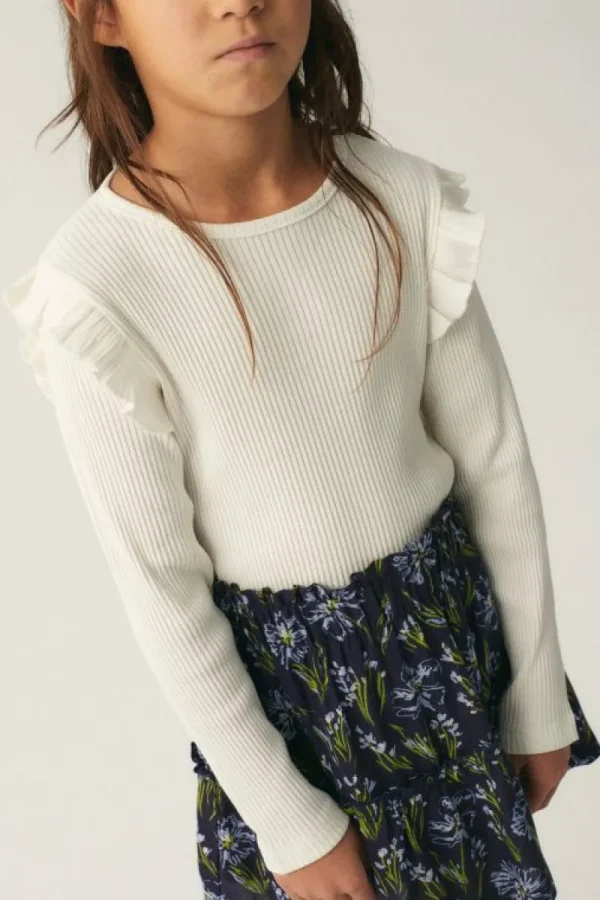 Top de niña en punto canalé blanco-MINI Best