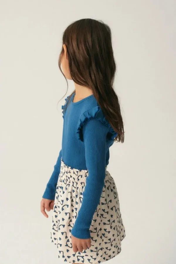 Top de niña en punto canalé azul-MINI Best