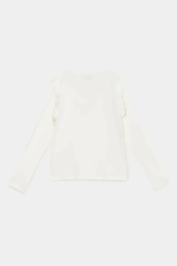 Top de niña en punto canalé blanco-MINI Best