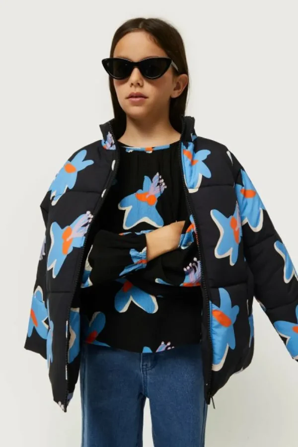 Top de niña estampado floral Calatea negro-MINI Shop