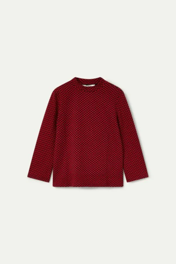 Top de punto estampado jacquard rojo-COMPAÑIAFANTASTICA Best