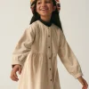 Vestido camisero de niña corto de pana beige-MINI Flash Sale