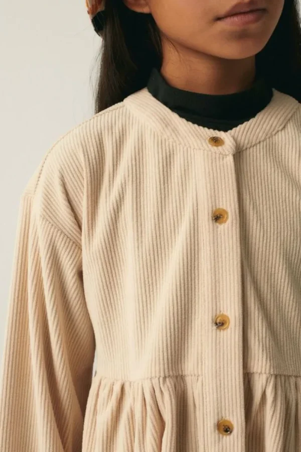 Vestido camisero de niña corto de pana beige-MINI Flash Sale