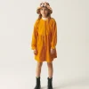 Vestido camisero de niña corto de pana amarillo-MINI Fashion