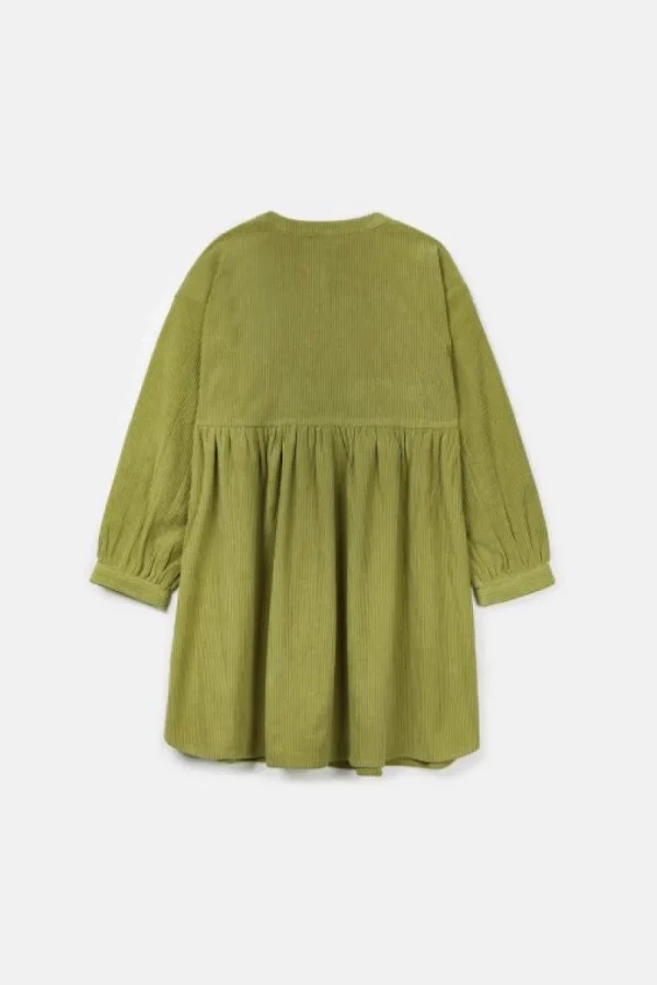Vestido camisero de niña corto de pana verde-MINI Hot