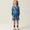 Vestido corto camisero de niña con estampado abstracto azul-MINI Fashion