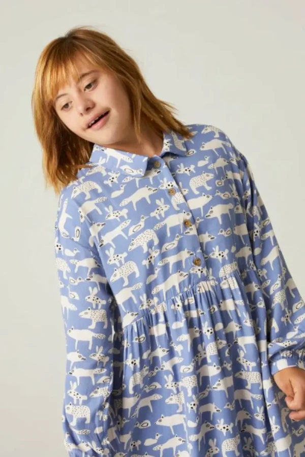 vestido_corto_camisero_de_3-1.webp Vestido corto camisero de niña con estampado de animales-MINI Cheap