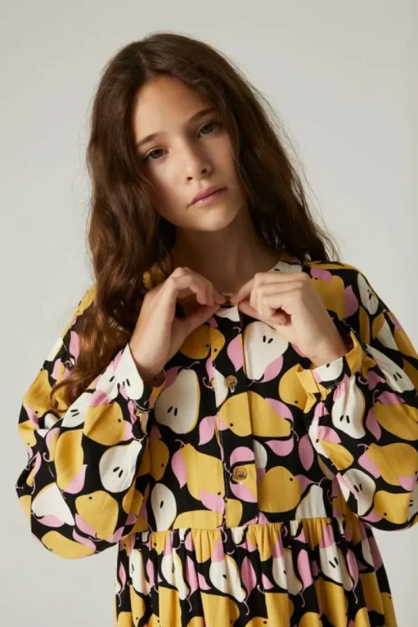 vestido_corto_camisero_de_3-2.webp Vestido corto camisero de niña con estampado de peras-MINI Flash Sale