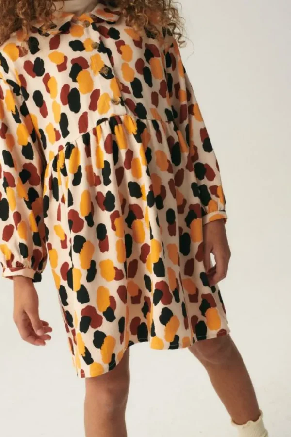 Vestido corto camisero de niña con estampado de lunares-MINI Flash Sale