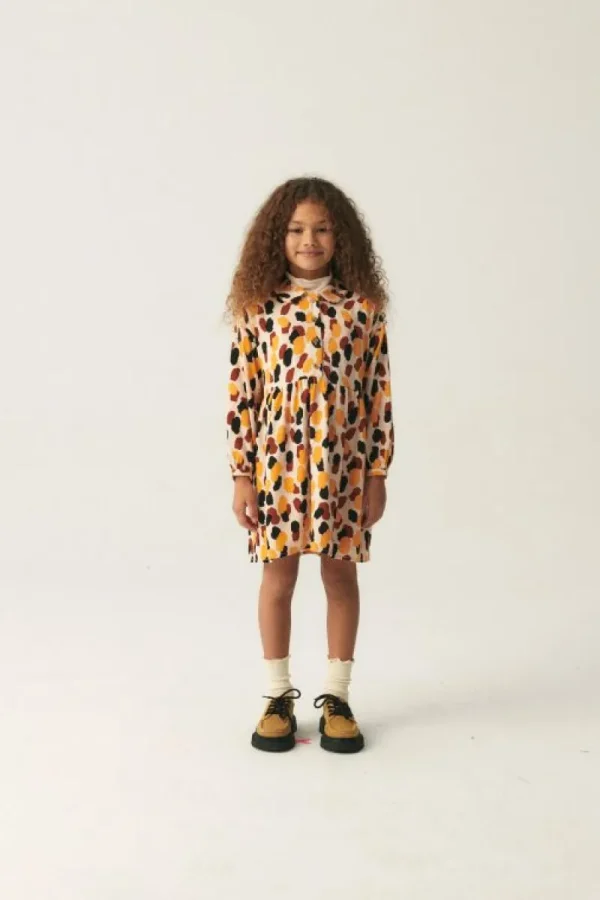 Vestido corto camisero de niña con estampado de lunares-MINI Flash Sale