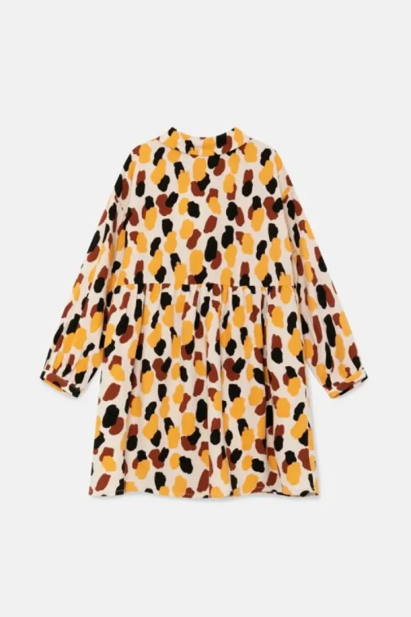 Vestido corto camisero de niña con estampado de lunares-MINI Flash Sale