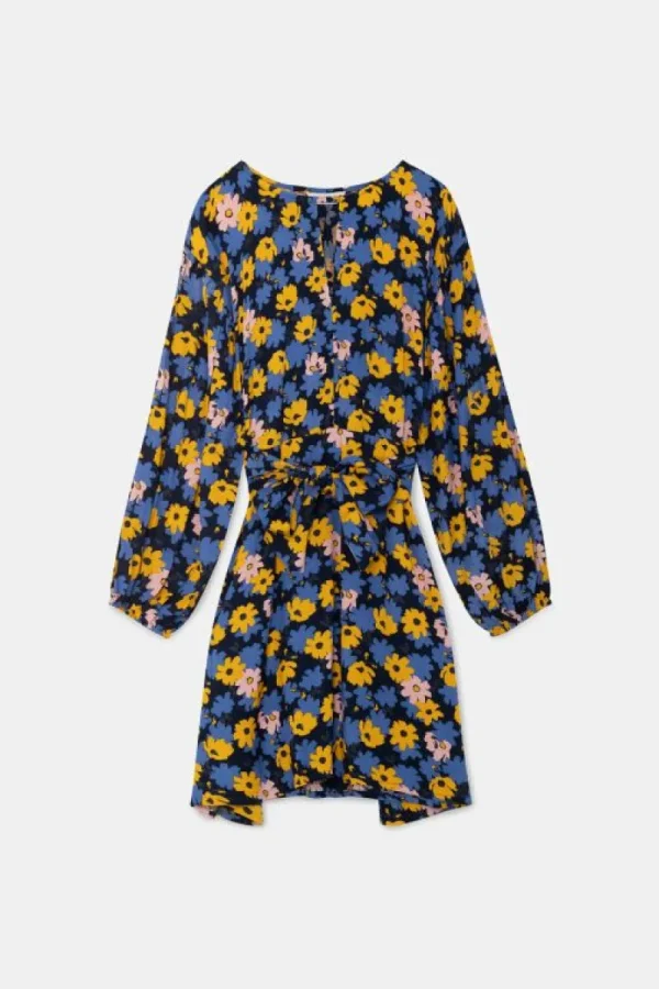 Vestido corto con cinturón y estampado floral-COMPAÑIAFANTASTICA Cheap
