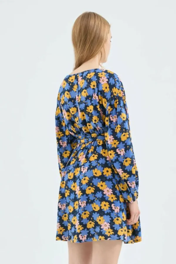 Vestido corto con cinturón y estampado floral-COMPAÑIAFANTASTICA Cheap