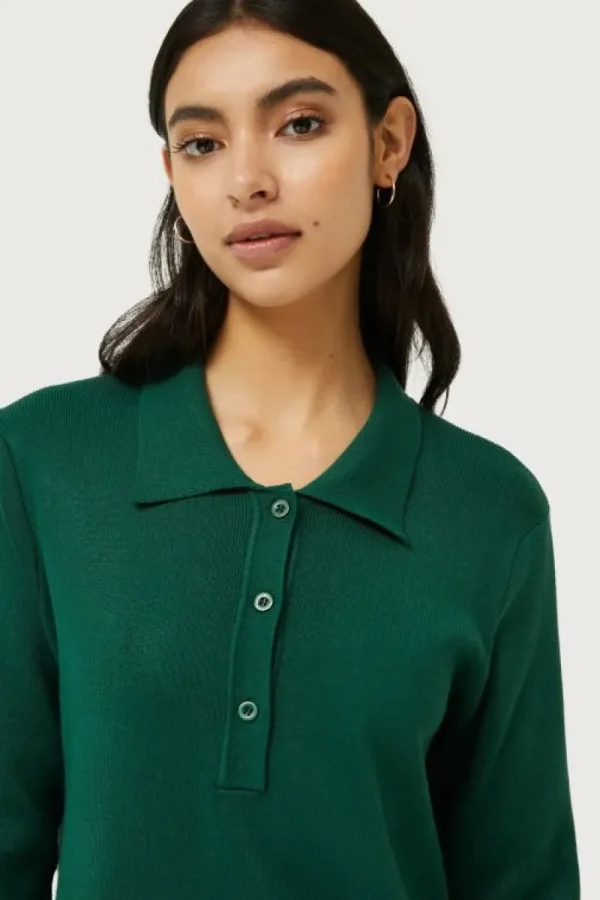 Vestido corto con cuello polo verde-COMPAÑIAFANTASTICA Shop