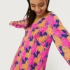 Vestido corto con estampado de gatos-COMPAÑIAFANTASTICA Clearance