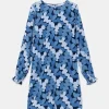 Vestido corto con manga larga y estampado abstracto azul-COMPAÑIAFANTASTICA Online